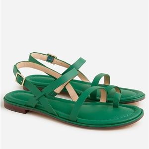 LEATHER TOE-RING SLINGBACK SANDALS🍀